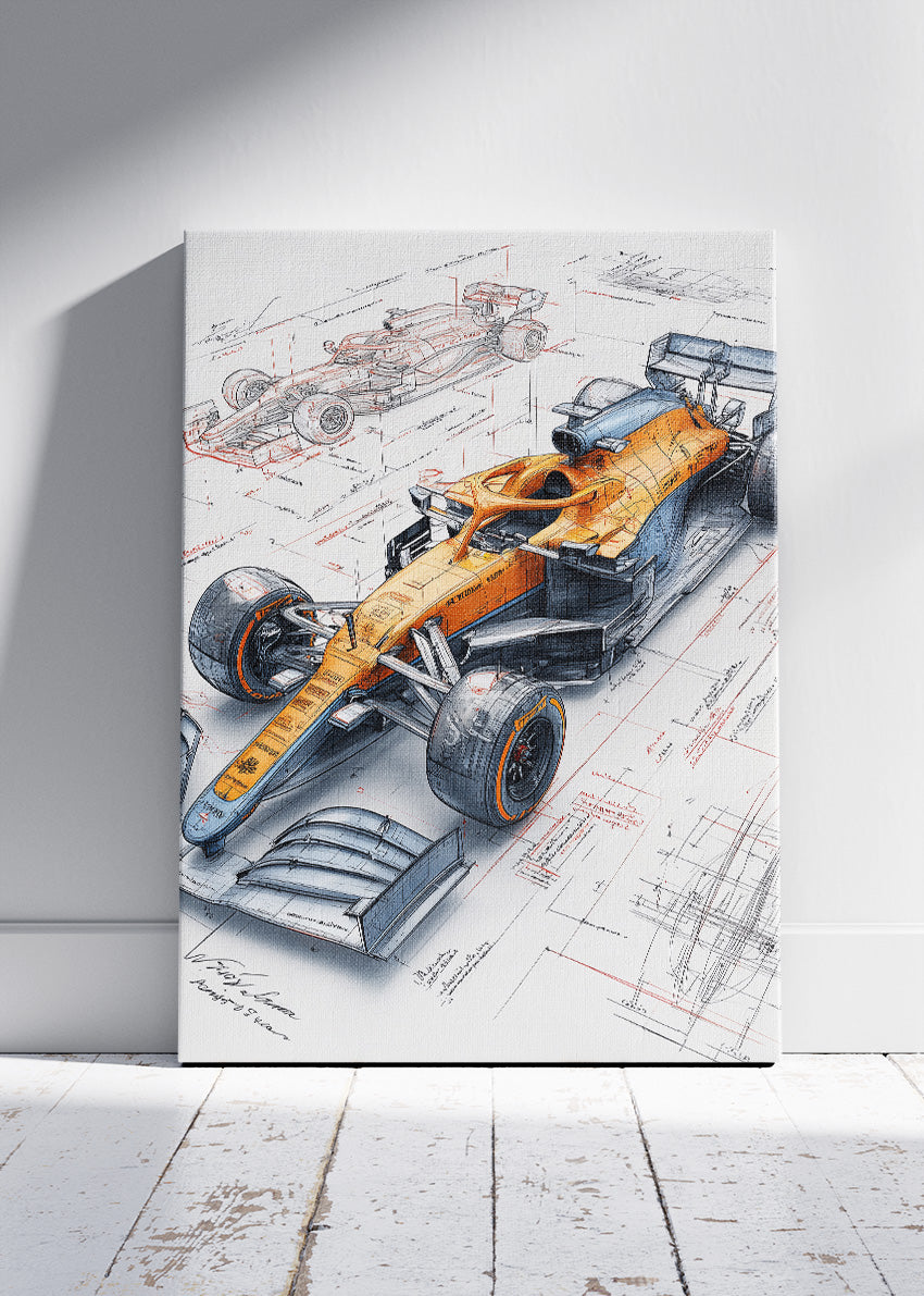 Formula 1 Blueprint Style Racing Car Poster Canvas & Print – AI PRINT LAB