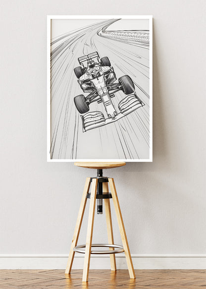 Formula 1 Line Art Racing Car Poster Canvas & Print – AI PRINT LAB
