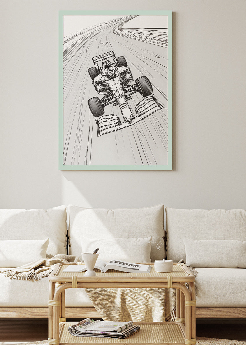 Formula 1 Line Art Racing Car Poster Canvas & Print – AI PRINT LAB