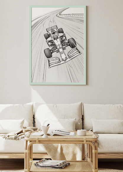 Formula 1 Line Art Racing Car Poster Canvas & Print – AI PRINT LAB