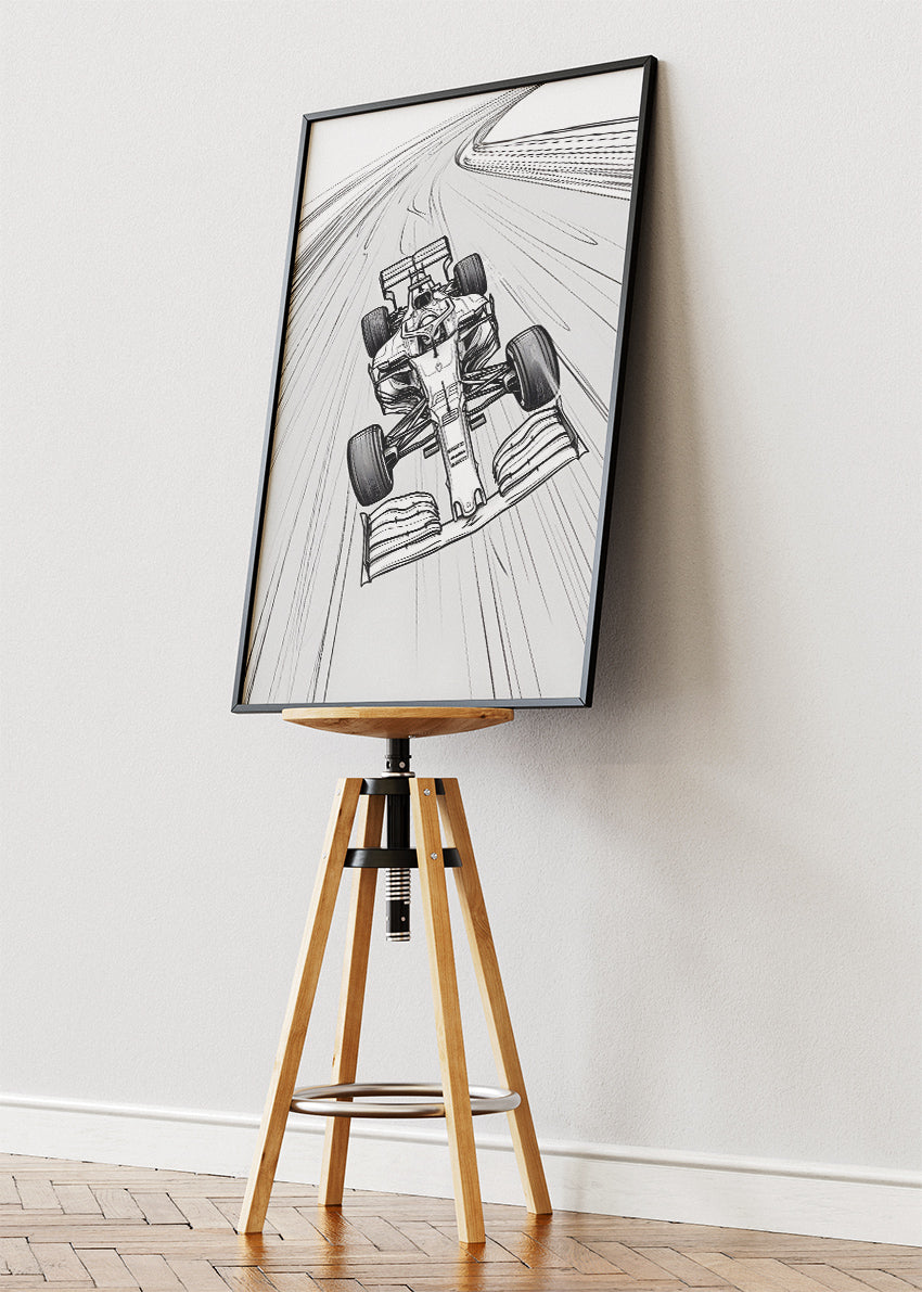 Formula 1 Line Art Racing Car Poster Canvas & Print – AI PRINT LAB