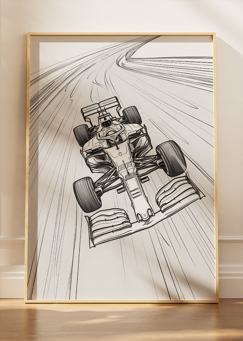 Formula 1 Line Art Racing Car Poster Canvas & Print – AI PRINT LAB