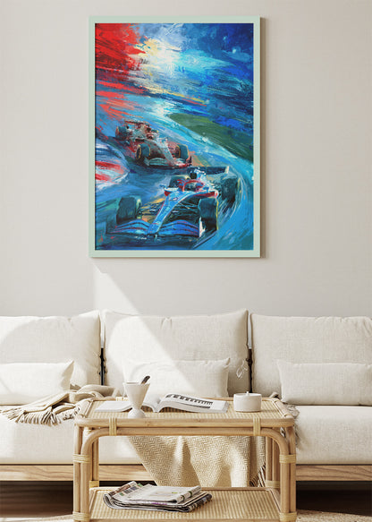 Formula 1 Racing Duel Abstract Motion Canvas Print & Poster – AI PRINT LAB