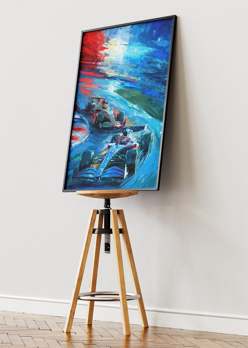 Formula 1 Racing Duel Abstract Motion Canvas Print & Poster – AI PRINT LAB