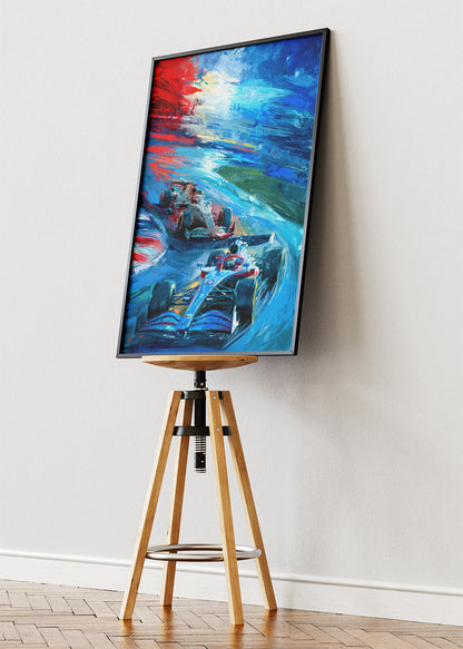 Formula 1 Racing Duel Abstract Motion Canvas Print & Poster – AI PRINT LAB