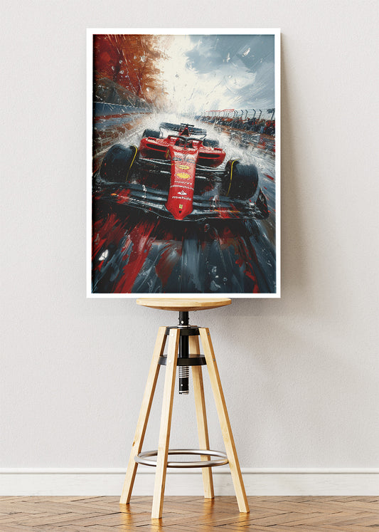 Formula 1 Red Racing Car Splash Canvas Print & Poster – AI PRINT LAB