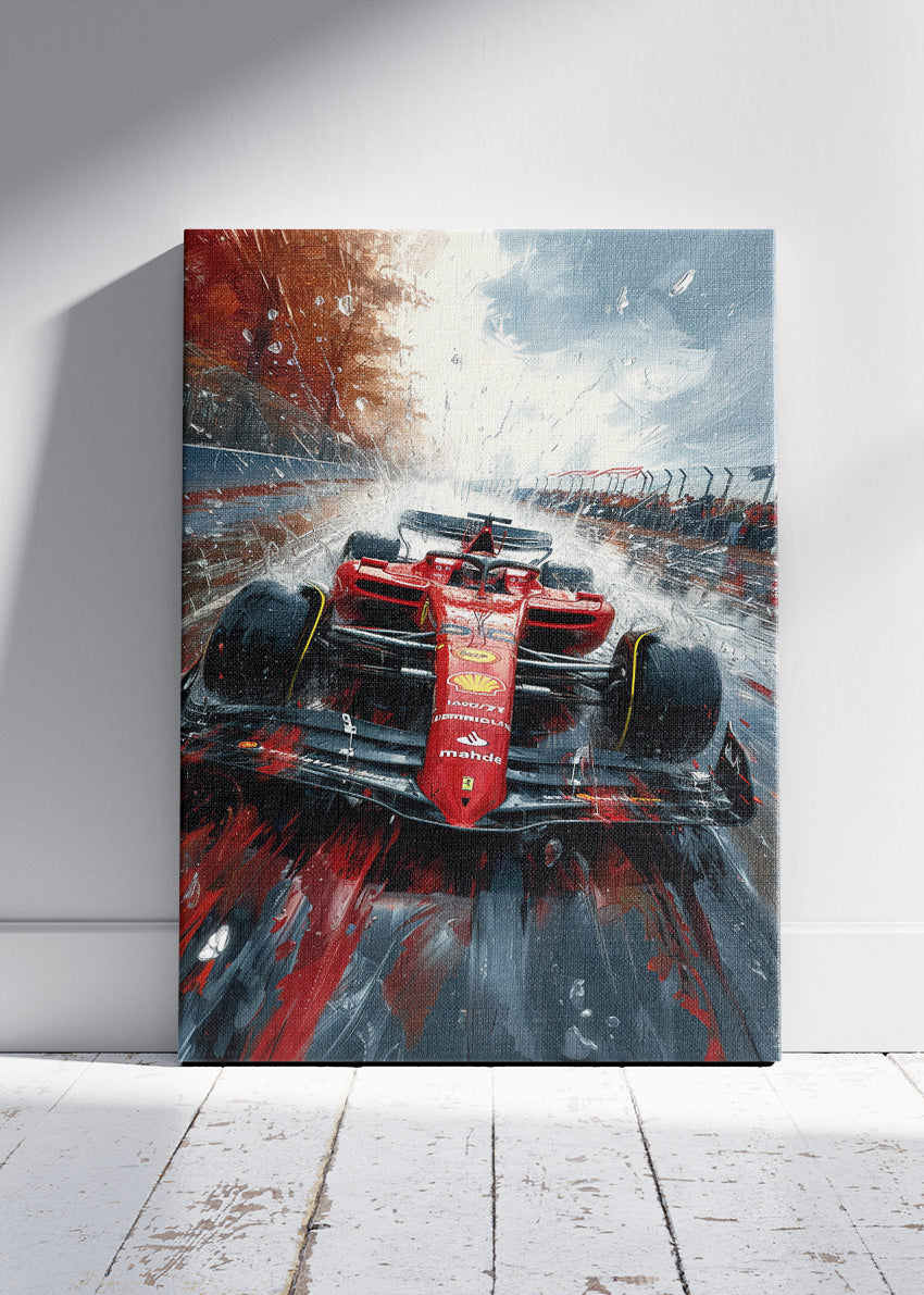 Formula 1 Red Racing Car Splash Canvas Print & Poster – AI PRINT LAB