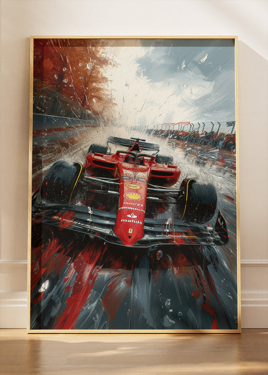 Formula 1 Red Racing Car Splash Canvas Print & Poster – AI PRINT LAB