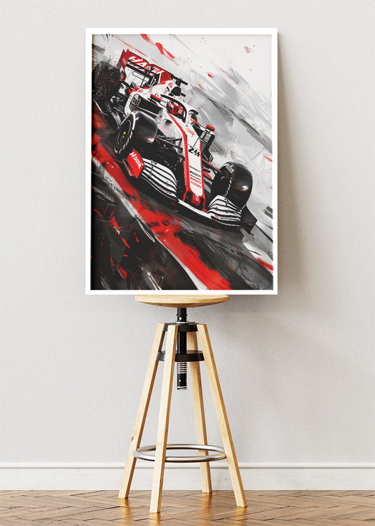 Formula 1 Red White Racing Car Poster Canvas & Print – AI PRINT LAB