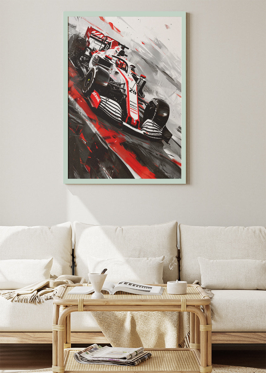 Formula 1 Red White Racing Car Poster Canvas & Print – AI PRINT LAB