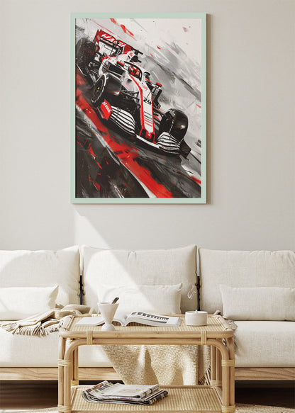 Formula 1 Red White Racing Car Poster Canvas & Print – AI PRINT LAB