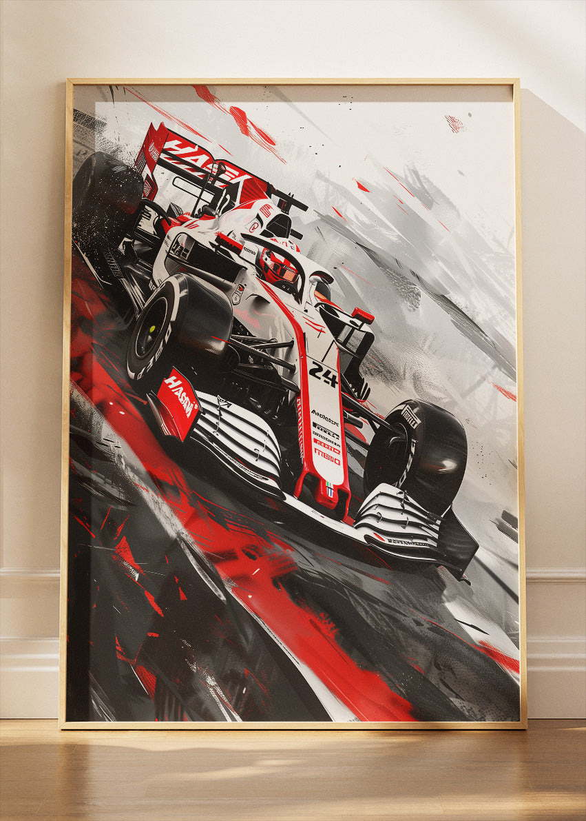 Formula 1 Red White Racing Car Poster Canvas & Print – AI PRINT LAB