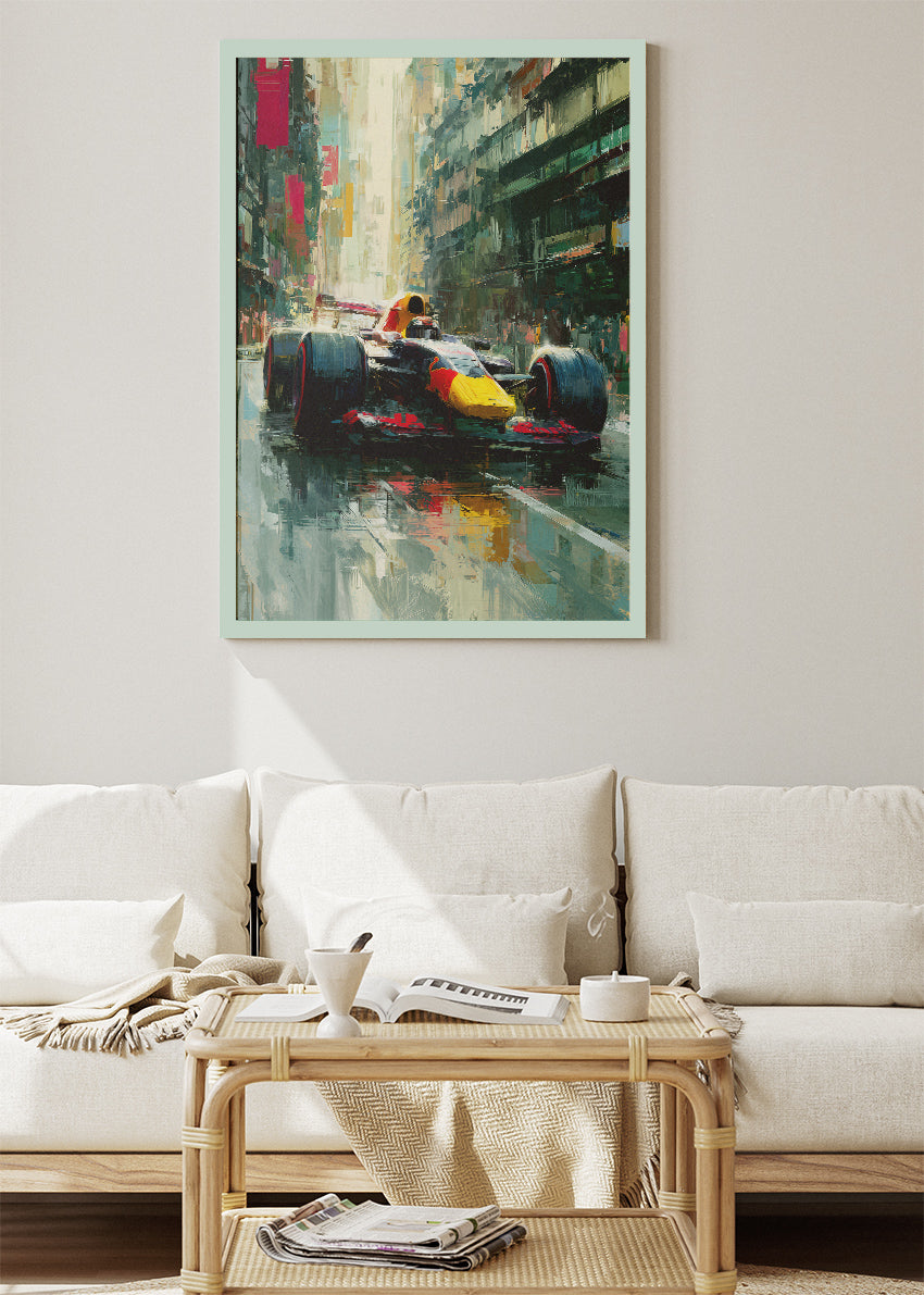 Formula 1 Urban Street Racing Oil Painting Poster Canvas & Print – AI PRINT LAB