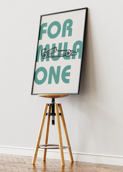 Formula One Blueprint Typography Poster & Canvas | Minimalist Motorsport Wall Art