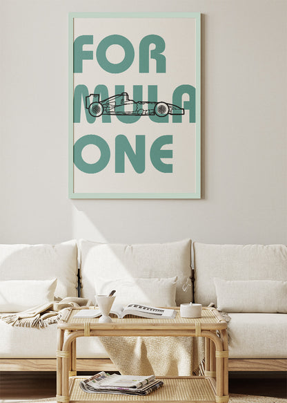 Formula One Blueprint Typography Poster & Canvas | Minimalist Motorsport Wall Art