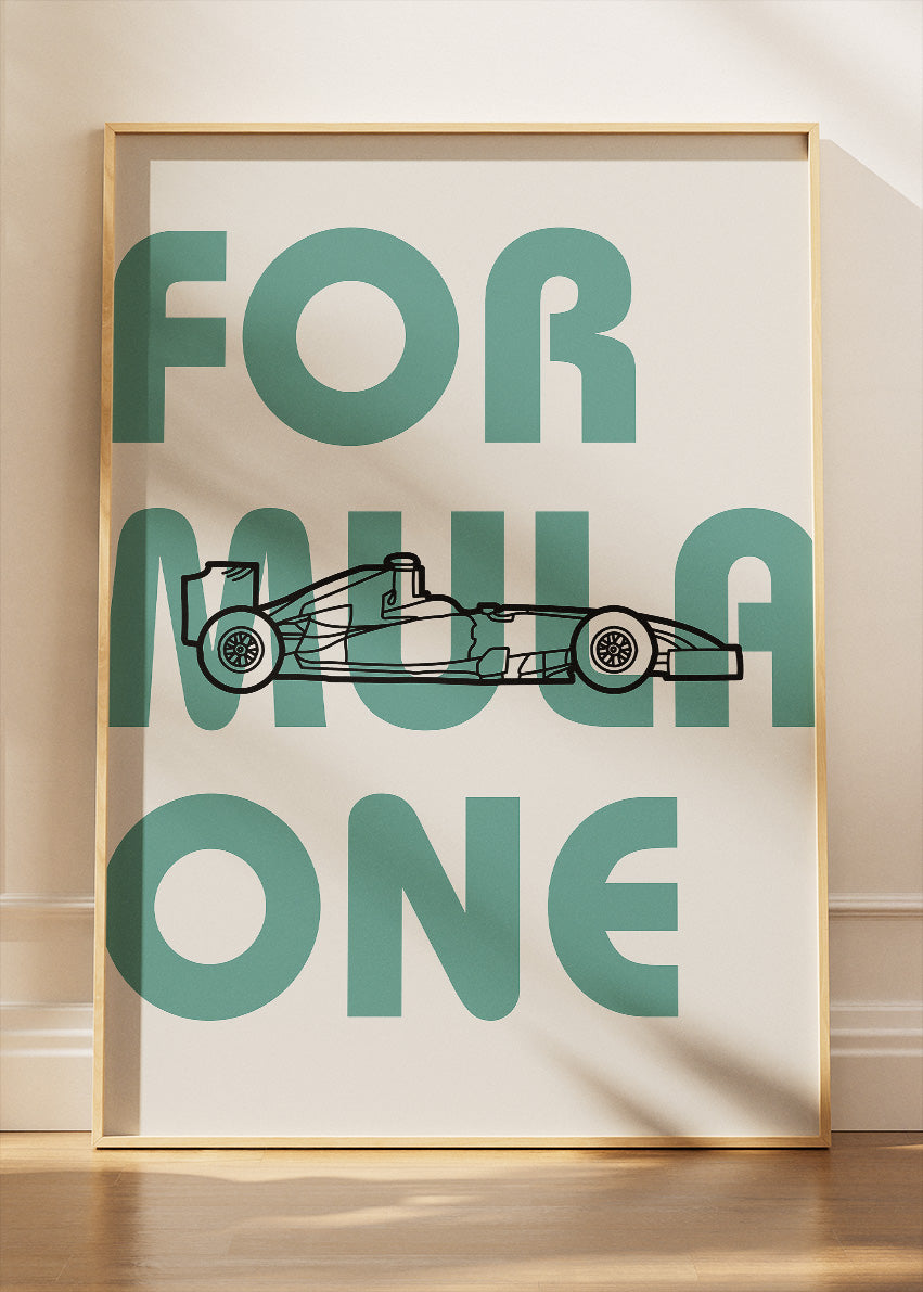 Formula One Blueprint Typography Poster & Canvas | Minimalist Motorsport Wall Art