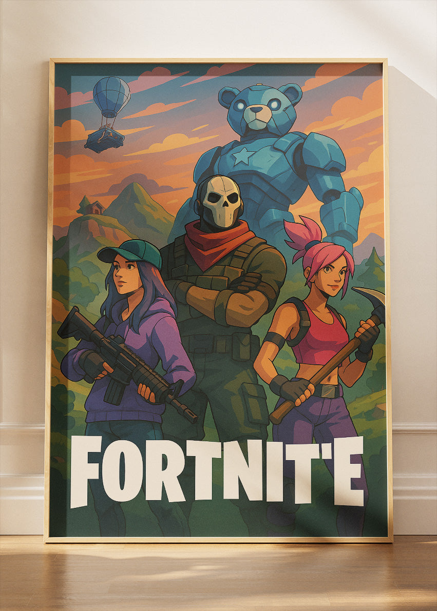 Fortnite Squad Inspired Gaming Wall Art Poster & Canvas