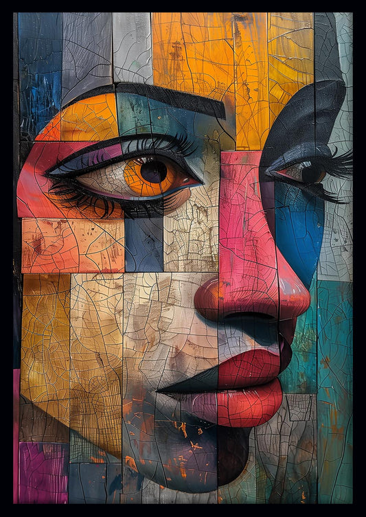 Fractured Beauty – Modern Abstract Face Canvas & Poster Art – T814 – AiPrintLab