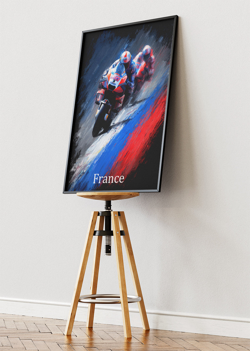 France Motorcycle Racing Duel Wall Art Poster & Canvas