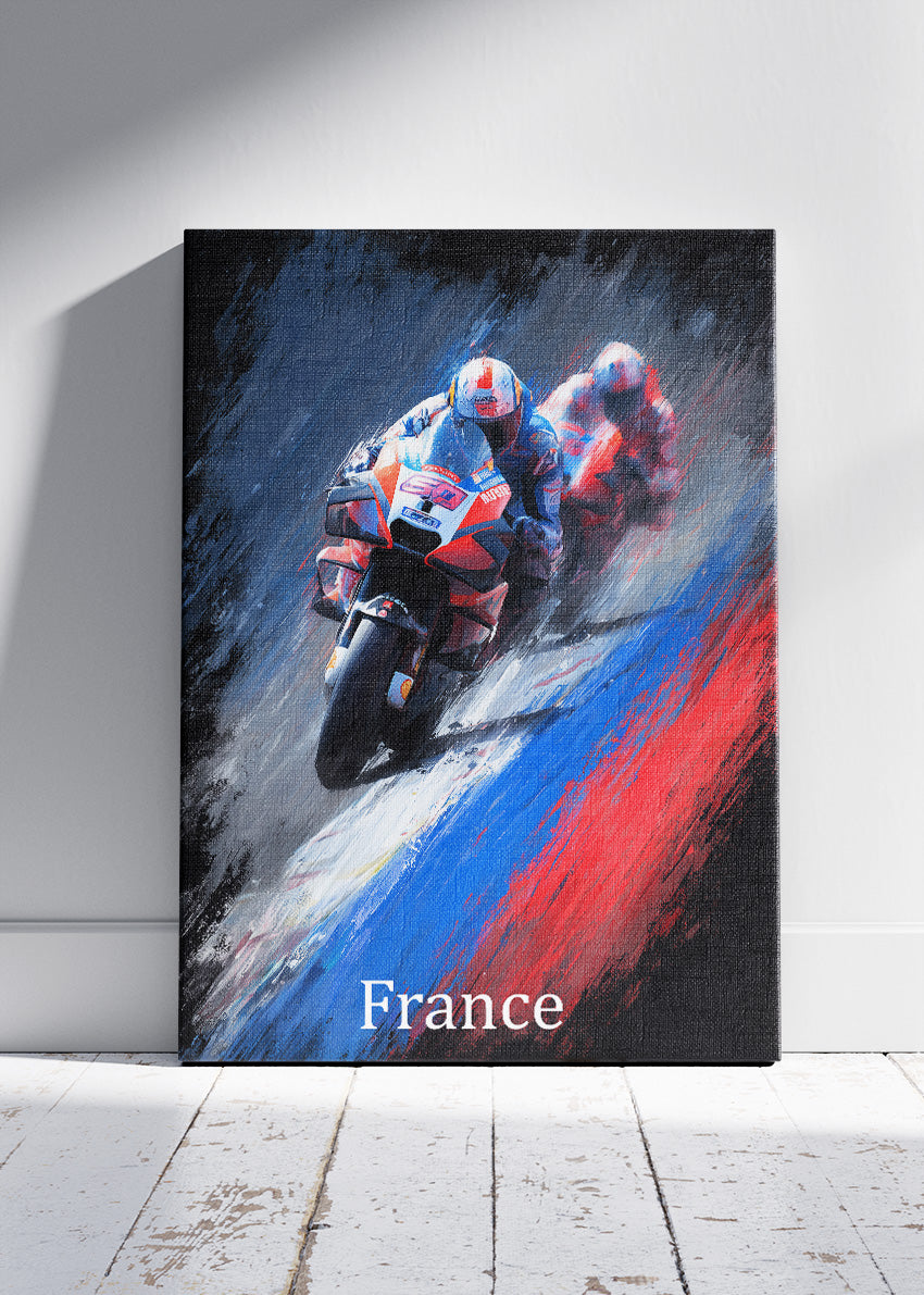 France Motorcycle Racing Duel Wall Art Poster & Canvas