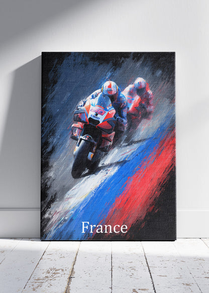 France Motorcycle Racing Duel Wall Art Poster & Canvas