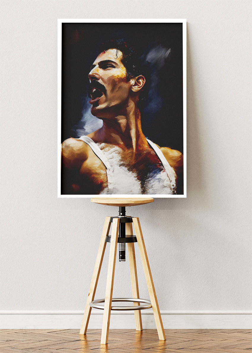 Freddie Mercury Classic Performance Portrait Wall Art Poster & Canvas Print