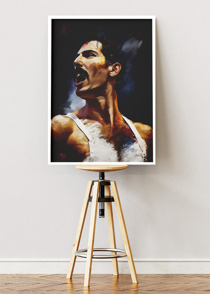Freddie Mercury Classic Performance Portrait Wall Art Poster & Canvas Print