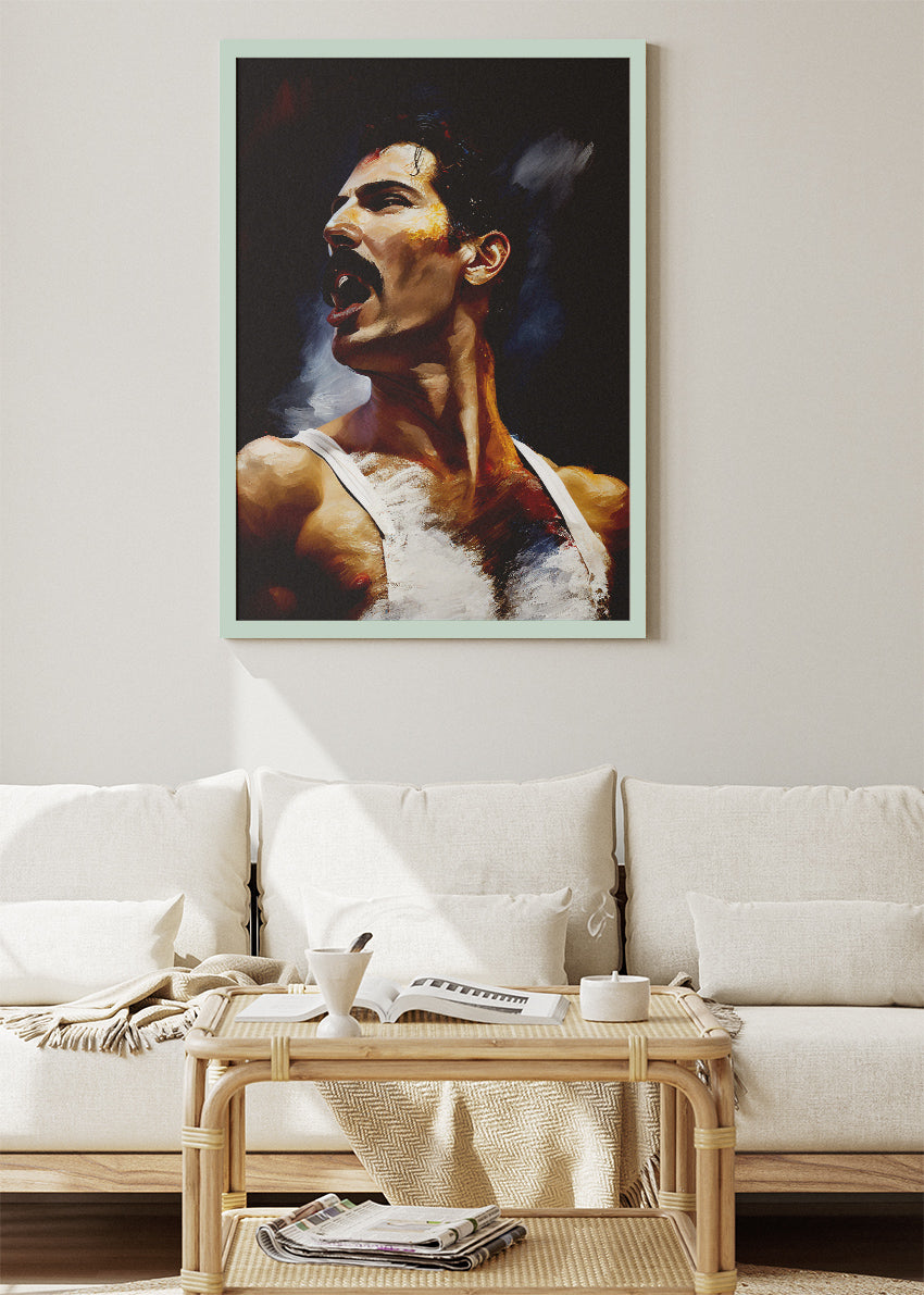 Freddie Mercury Classic Performance Portrait Wall Art Poster & Canvas Print