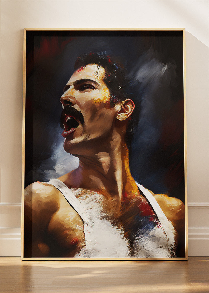 Freddie Mercury Classic Performance Portrait Wall Art Poster & Canvas Print