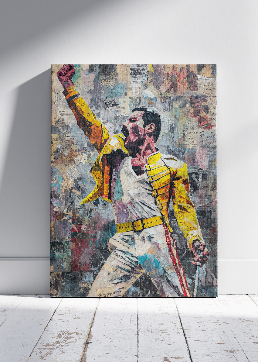Freddie Mercury Collage Art Wall Art Poster & Canvas Print