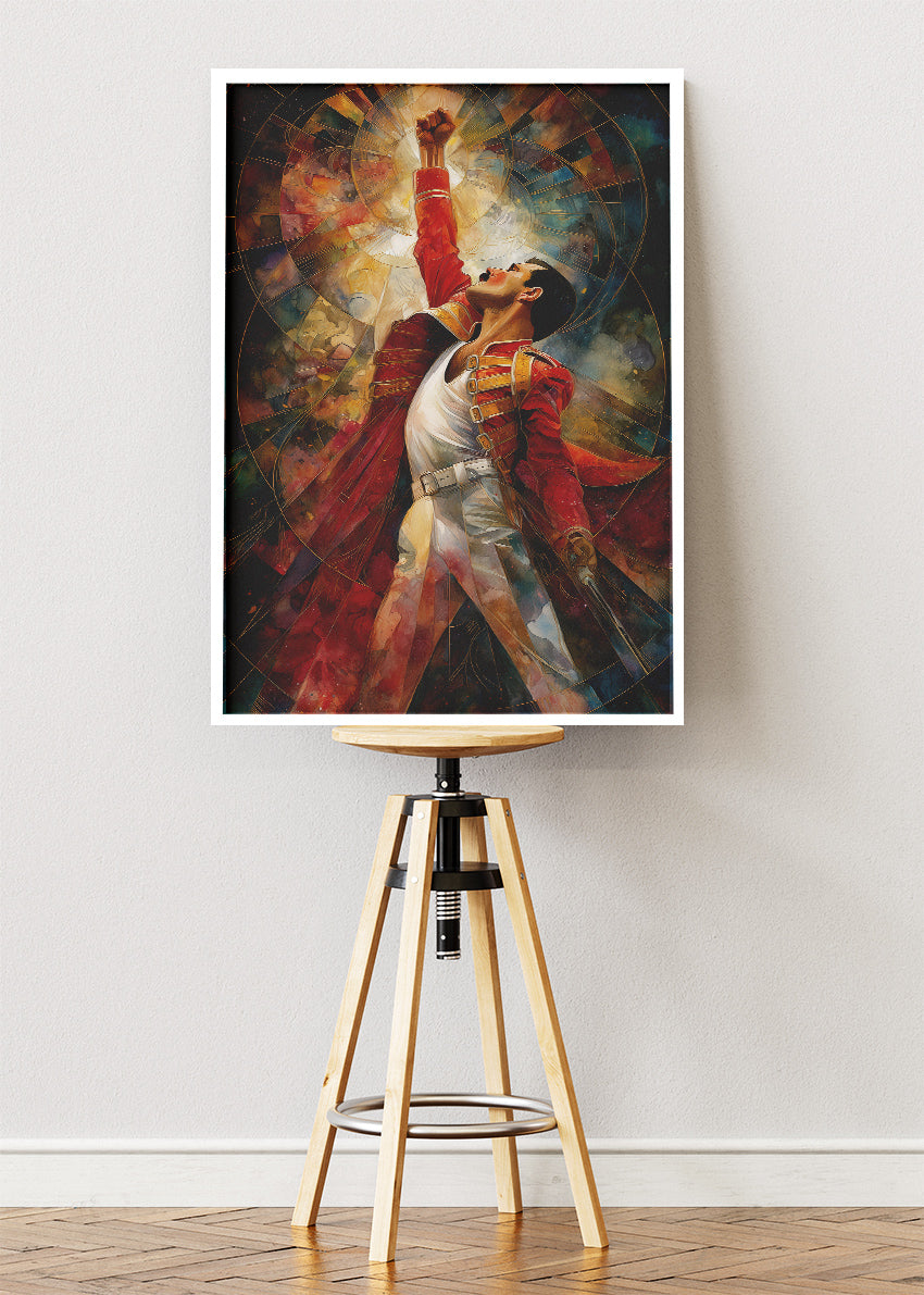 Freddie Mercury Iconic Victory Pose Wall Art Poster & Canvas Print