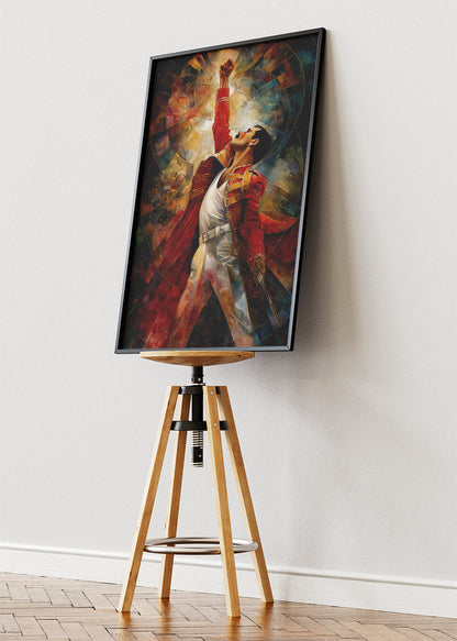 Freddie Mercury Iconic Victory Pose Wall Art Poster & Canvas Print