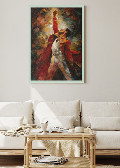 Freddie Mercury Iconic Victory Pose Wall Art Poster & Canvas Print
