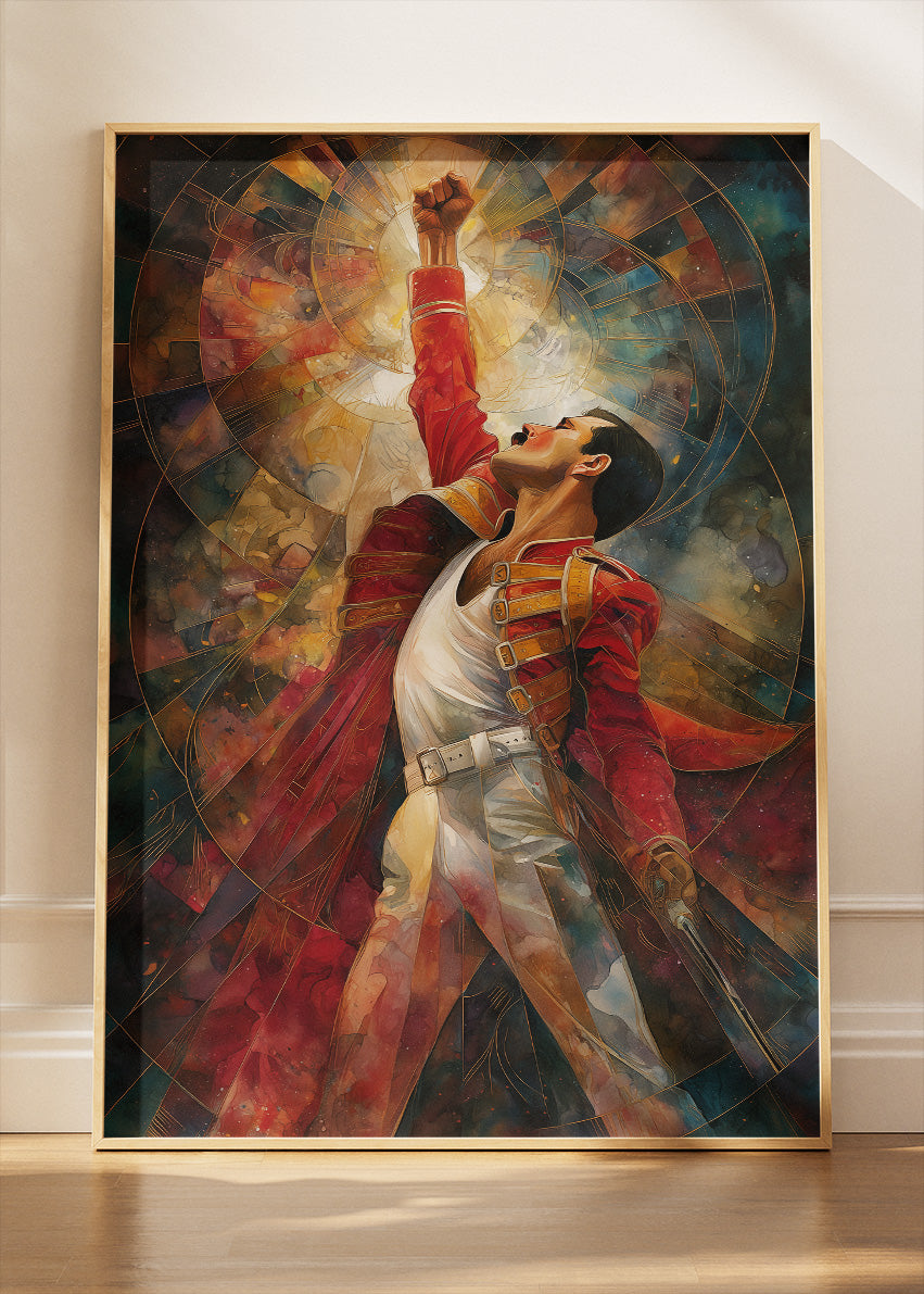 Freddie Mercury Iconic Victory Pose Wall Art Poster & Canvas Print