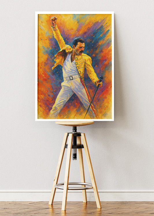 Freddie Mercury Iconic Yellow Jacket Wall Art Poster & Canvas
