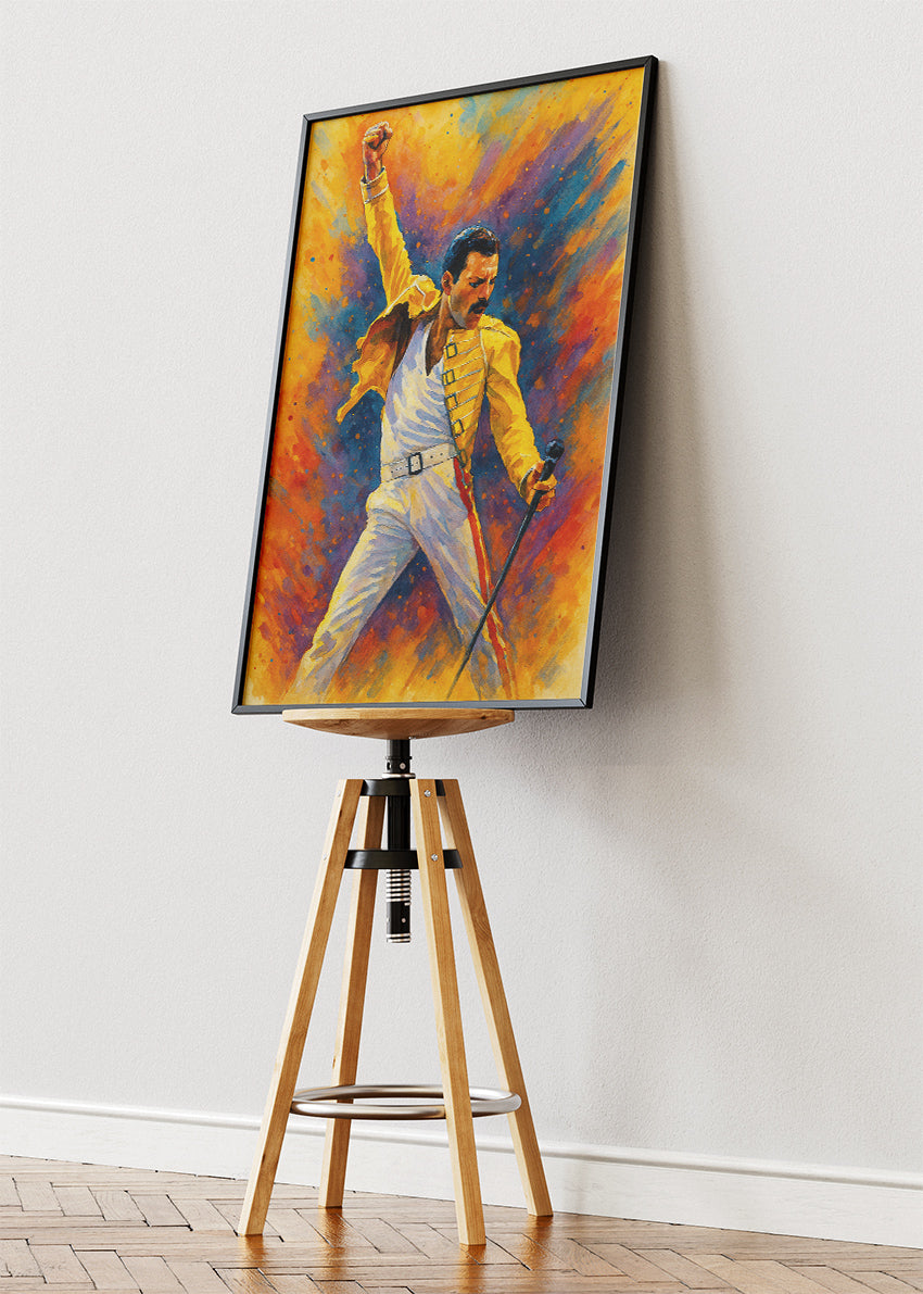 Freddie Mercury Iconic Yellow Jacket Wall Art Poster & Canvas