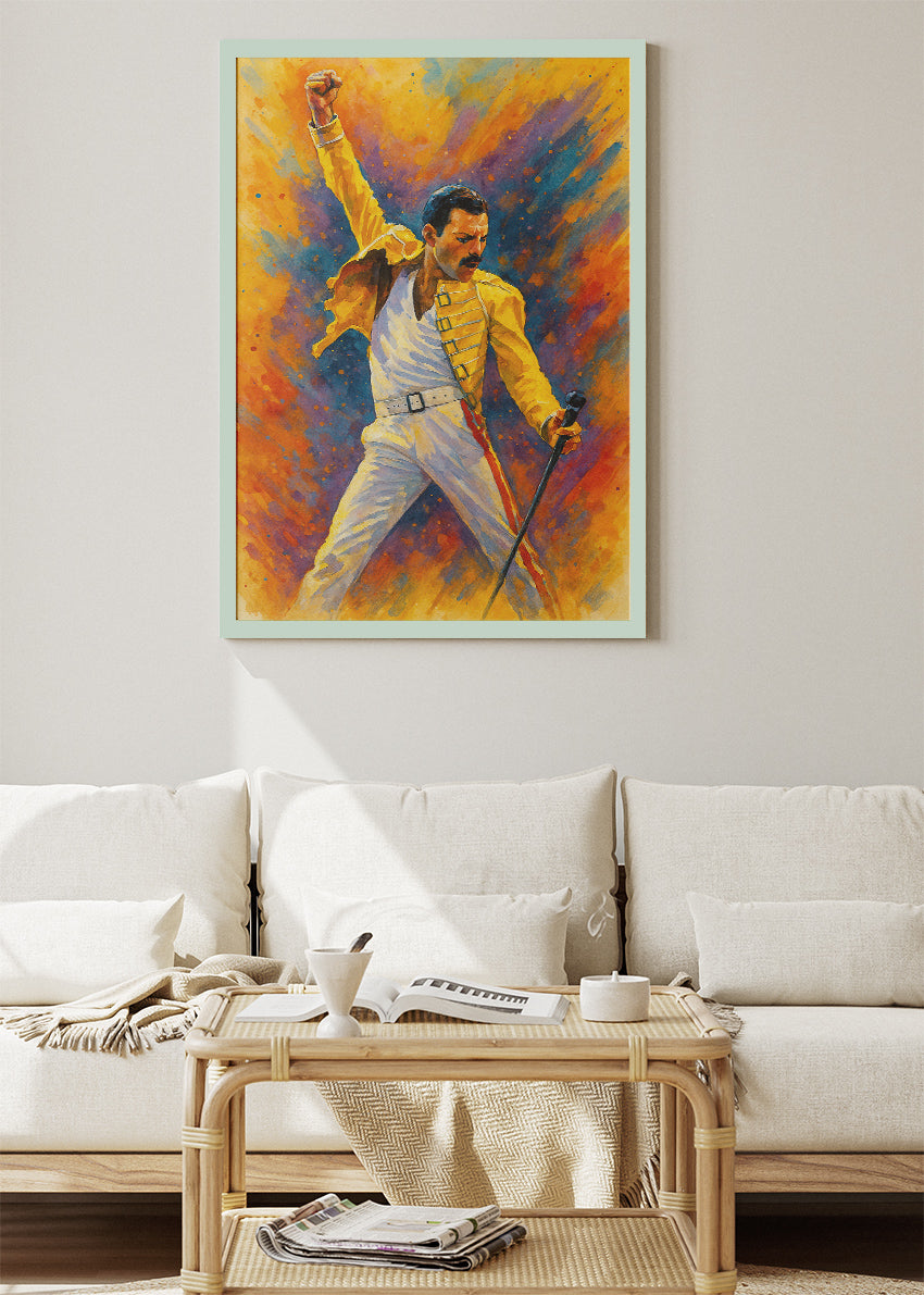Freddie Mercury Iconic Yellow Jacket Wall Art Poster & Canvas