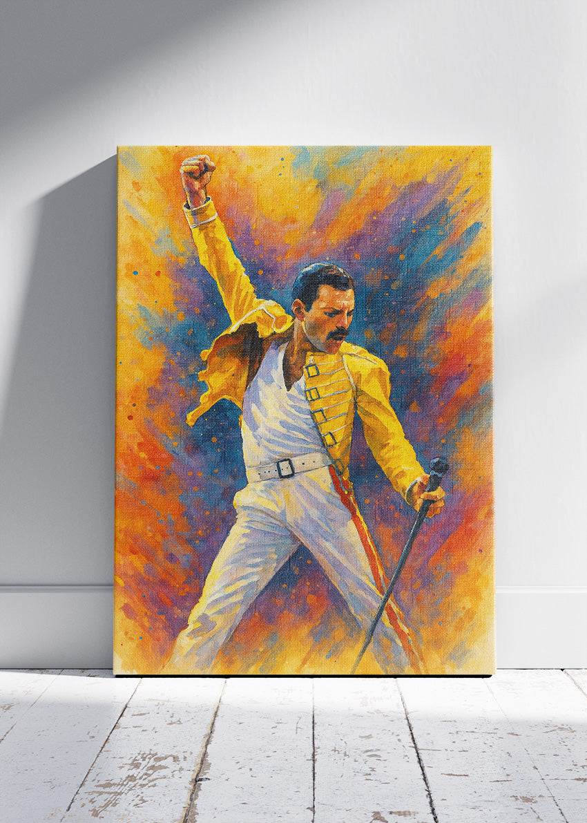 Freddie Mercury Iconic Yellow Jacket Wall Art Poster & Canvas