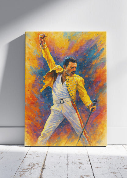 Freddie Mercury Iconic Yellow Jacket Wall Art Poster & Canvas