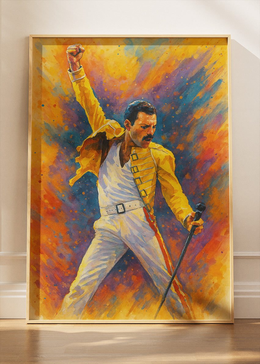 Freddie Mercury Iconic Yellow Jacket Wall Art Poster & Canvas