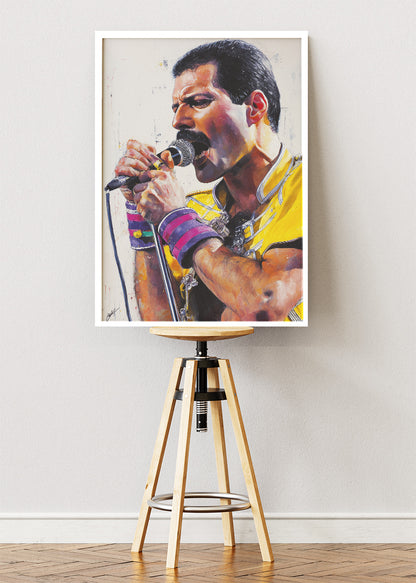Freddie Mercury Live Concert Portrait Wall Art Poster & Canvas