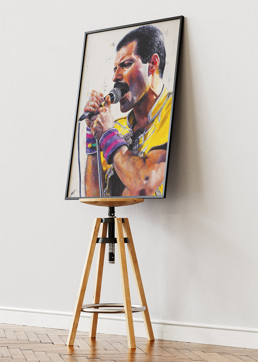 Freddie Mercury Live Concert Portrait Wall Art Poster & Canvas