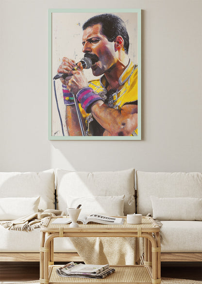 Freddie Mercury Live Concert Portrait Wall Art Poster & Canvas