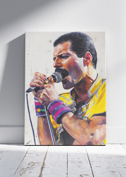 Freddie Mercury Live Concert Portrait Wall Art Poster & Canvas