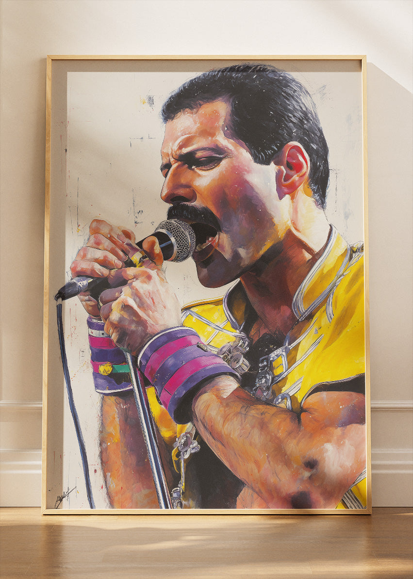 Freddie Mercury Live Concert Portrait Wall Art Poster & Canvas