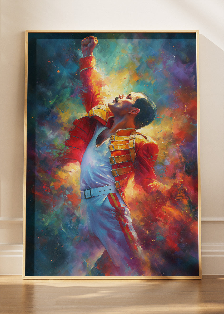 Freddie Mercury Live Performance Portrait Wall Art Poster & Canvas Print
