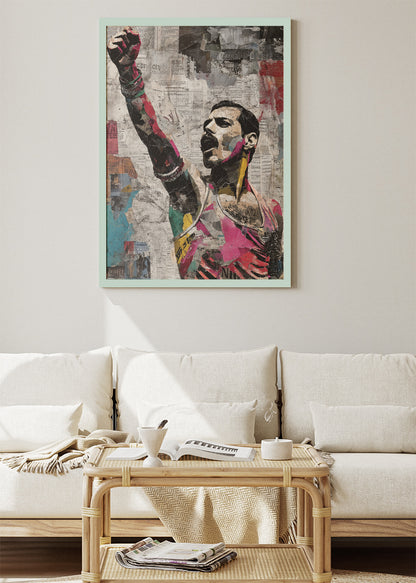 Freddie Mercury Vintage Collage Wall Art Poster & Canvas Print