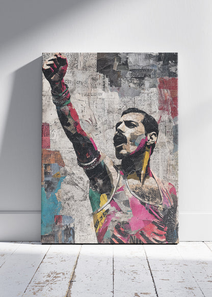 Freddie Mercury Vintage Collage Wall Art Poster & Canvas Print