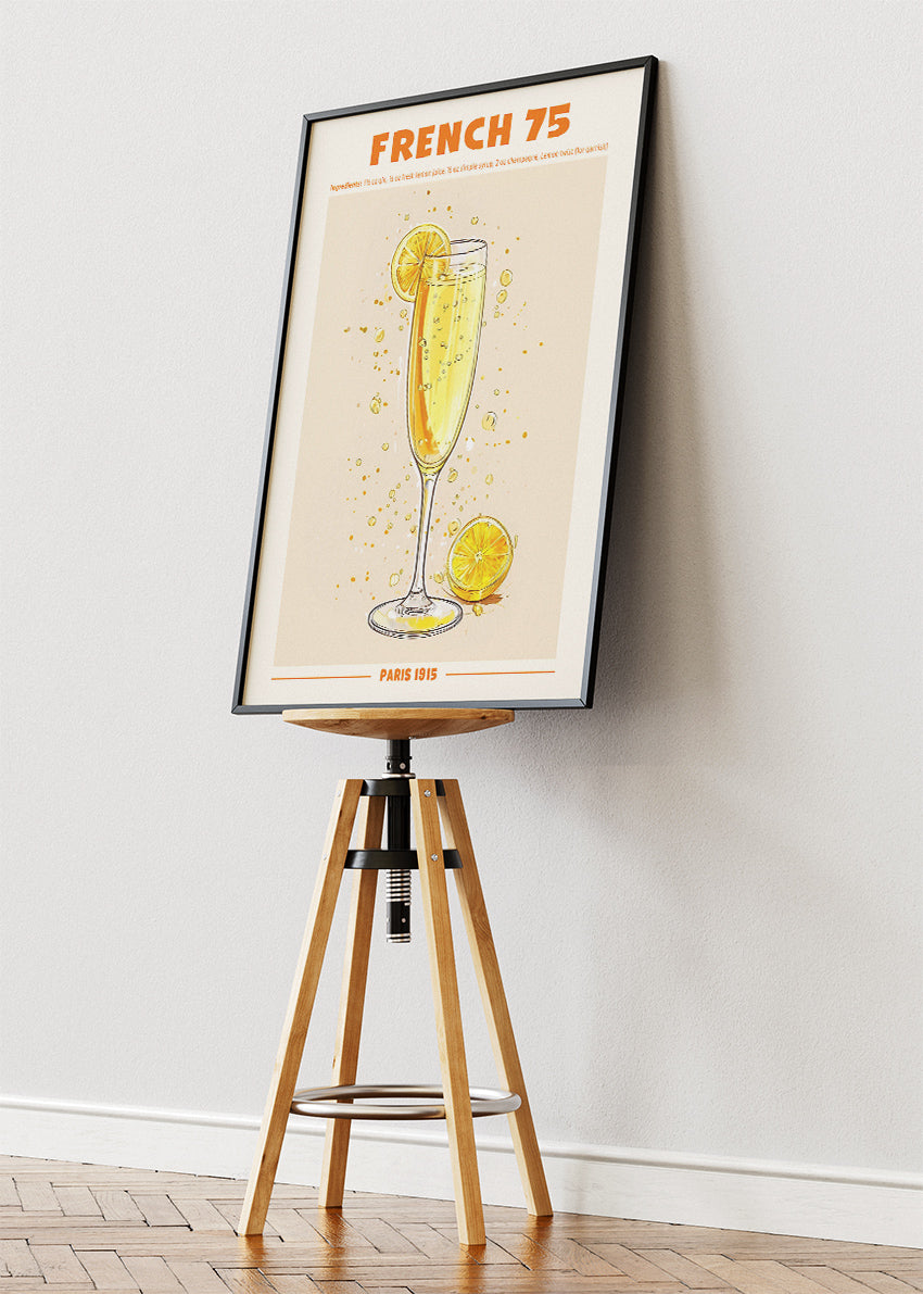 French 75 Poster & Canvas Print | Elegant Champagne Cocktail Wall Art