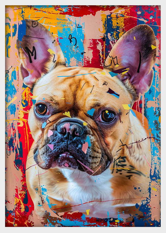French Bulldog Graffiti Portrait – Colorful Urban Dog Canvas & Poster Wall Art – T1298 – AiPrintLab